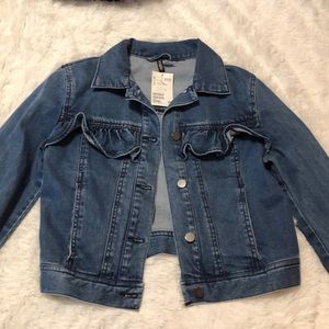 NWT Ruffle Edge Denim Jacket
